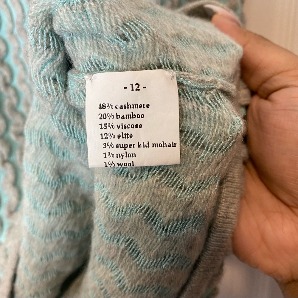 Cashmere Aqua and Gray Knit Pencil Skirt - Picture 4 of 5